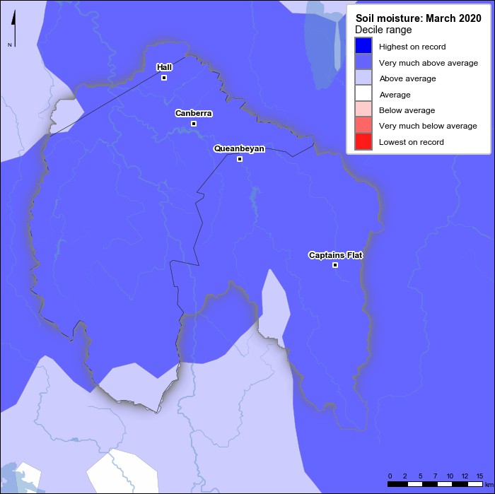 Soil moisture deciles: March 2020
