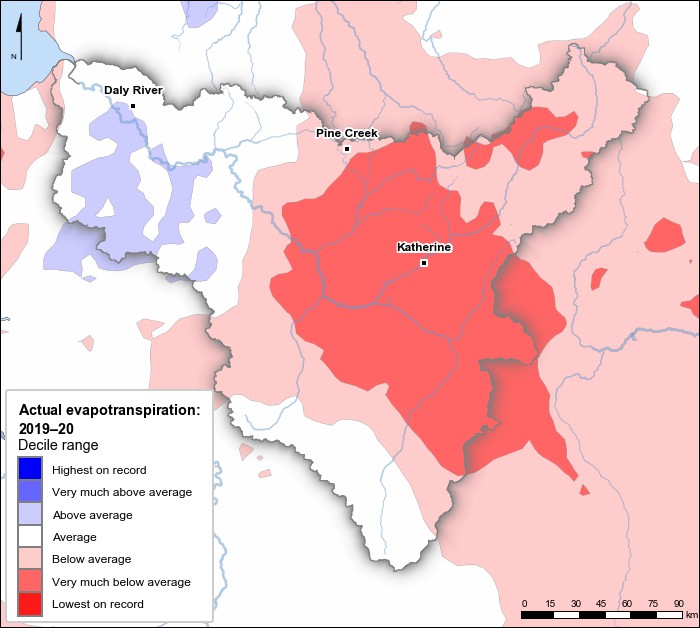 Actual evapotranspiration deciles: July 2019–June 2020