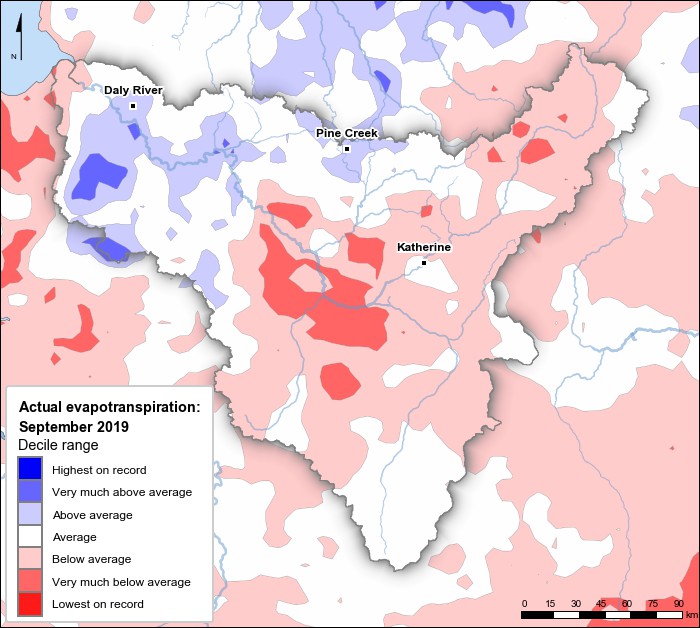 Actual evapotranspiration deciles: September 2019