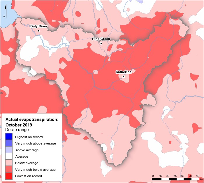 Actual evapotranspiration deciles: October 2019