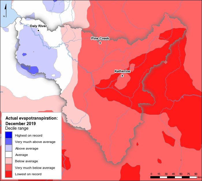 Actual evapotranspiration deciles: December 2019