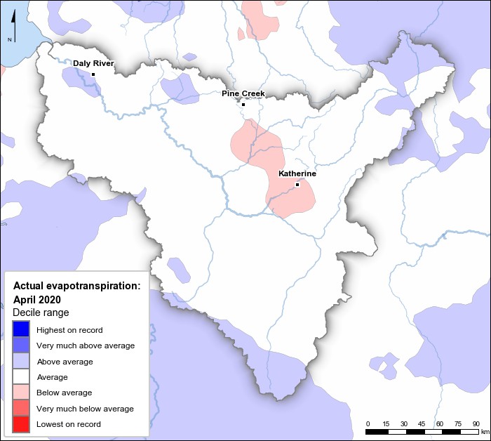 Actual evapotranspiration deciles: April 2020