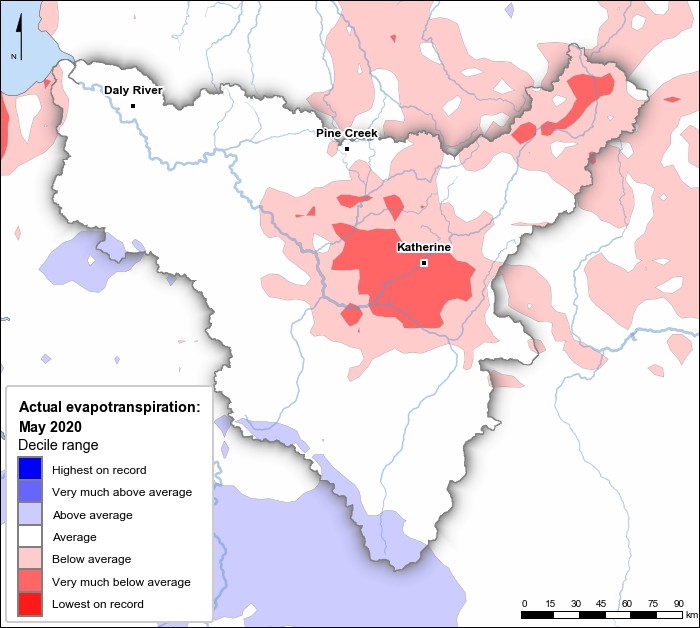 Actual evapotranspiration deciles: May 2020
