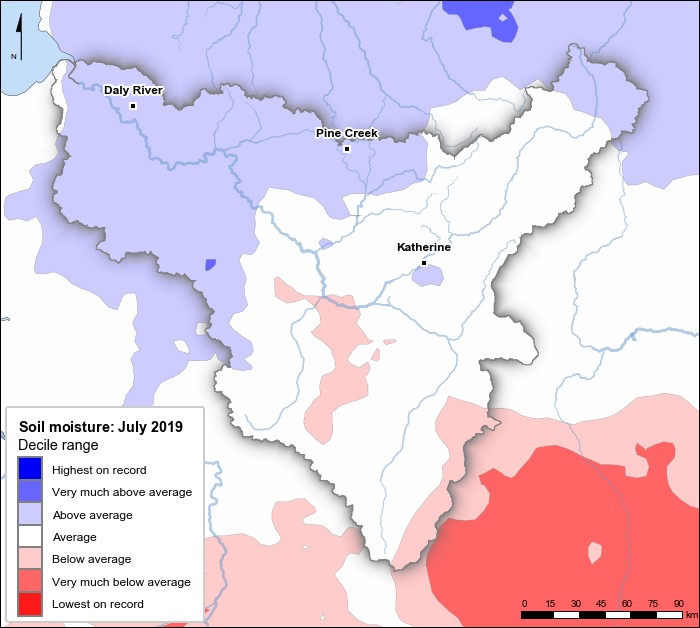 Soil moisture deciles: July 2019