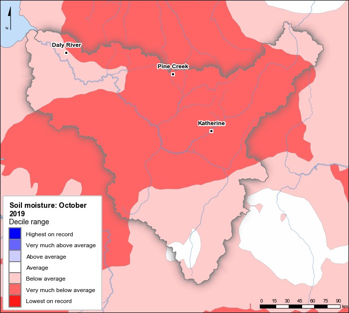 Soil moisture deciles: October 2019