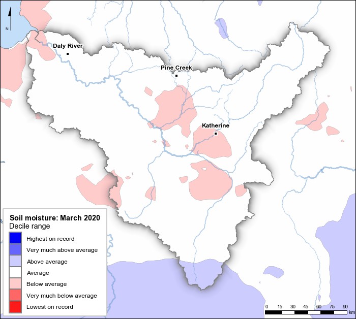 Soil moisture deciles: March 2020