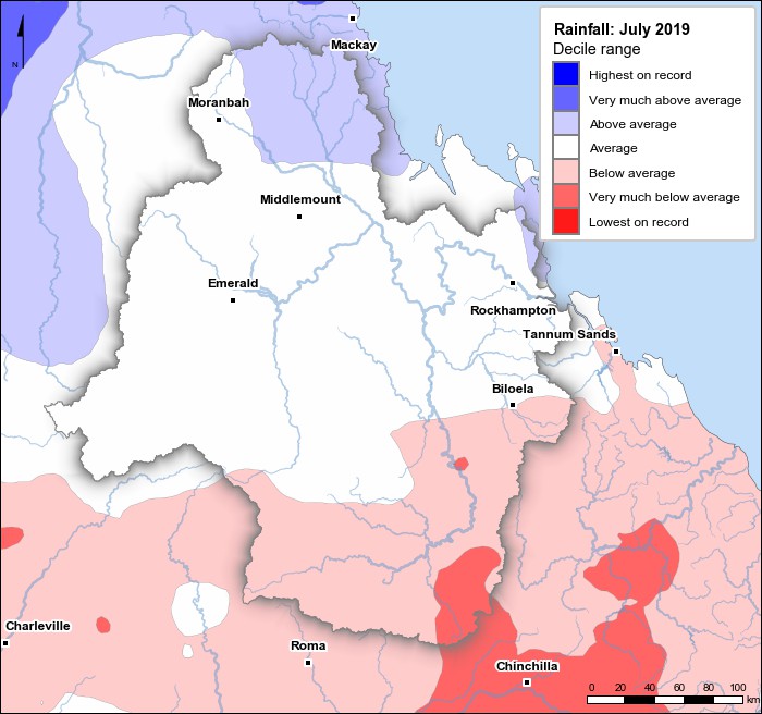 Rainfall deciles: July 2019