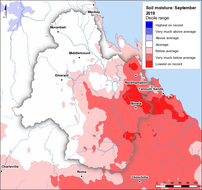 Soil moisture deciles: September 2019