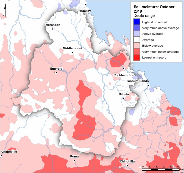 Soil moisture deciles: October 2019
