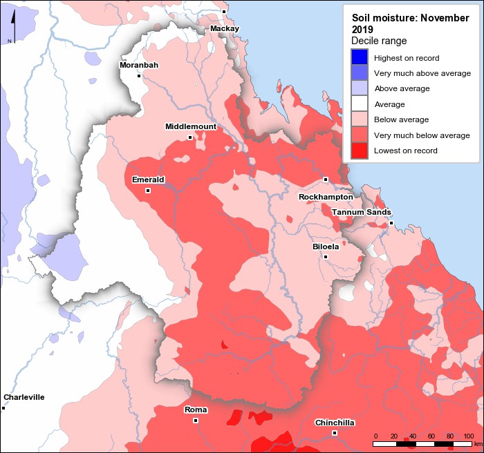Soil moisture deciles: November 2019