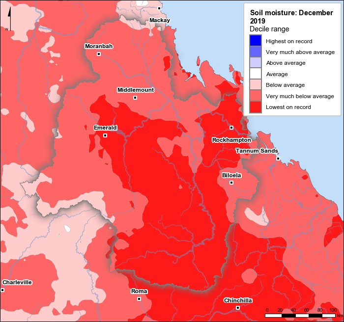 Soil moisture deciles: December 2019
