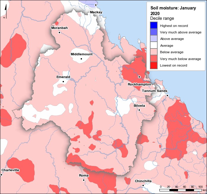 Soil moisture deciles: January 2020