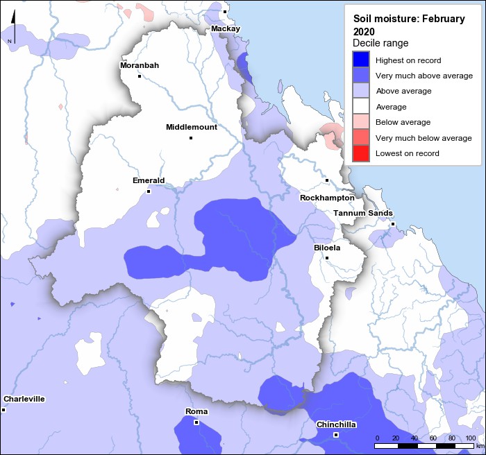 Soil moisture deciles: February 2020