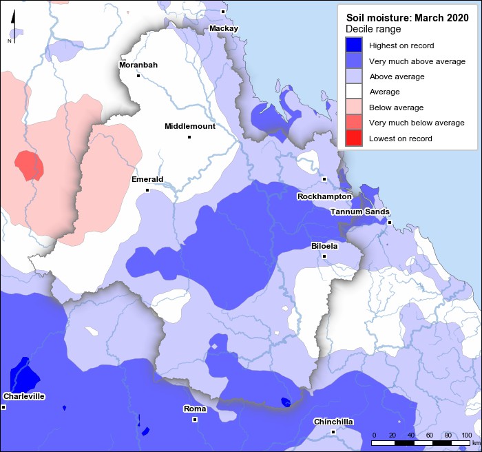 Soil moisture deciles: March 2020