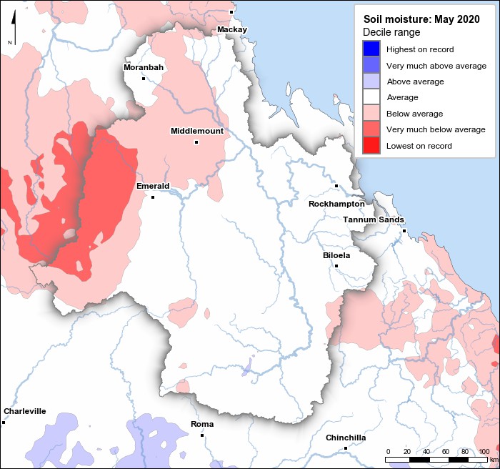 Soil moisture deciles: May 2020