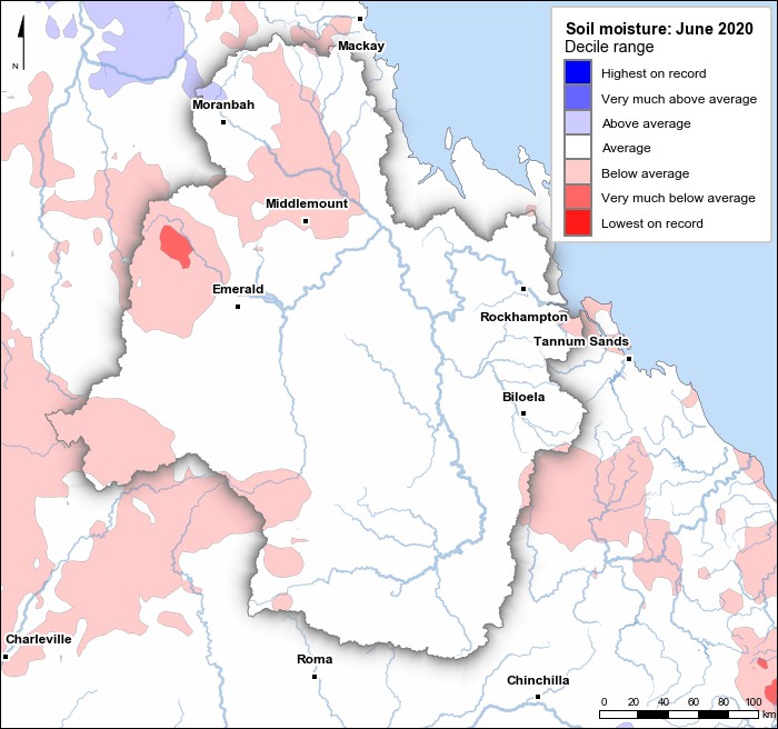Soil moisture deciles: June 2020