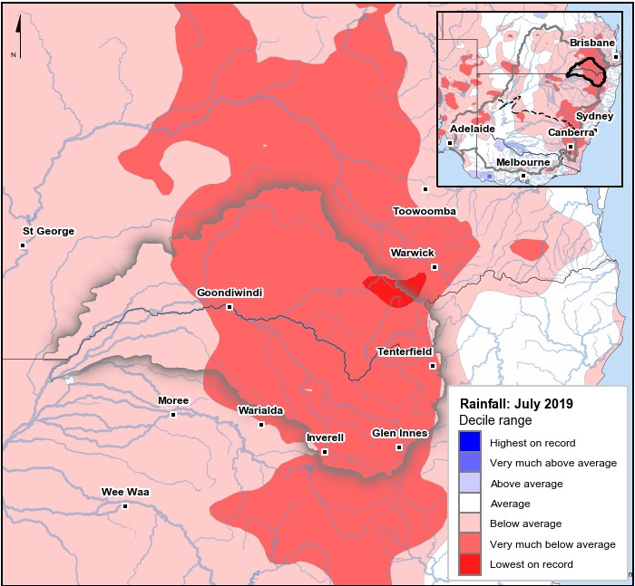 Rainfall deciles: July 2019