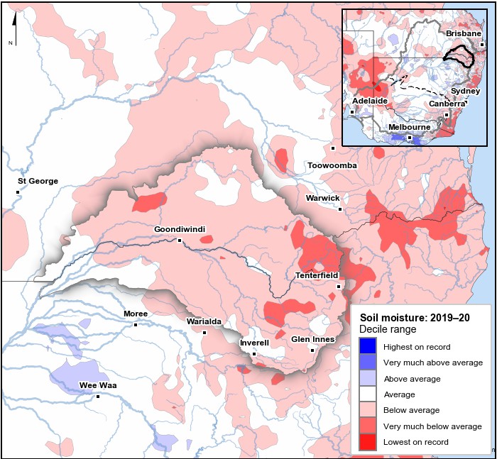 Soil moisture deciles: July 2019–June 2020