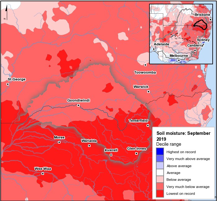 Soil moisture deciles: September 2019