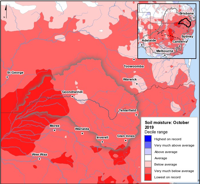 Soil moisture deciles: October 2019