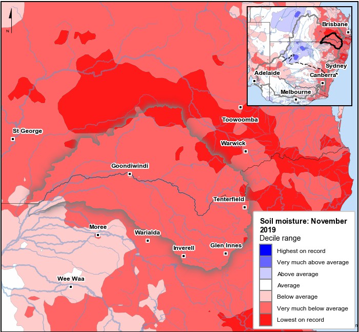 Soil moisture deciles: November 2019
