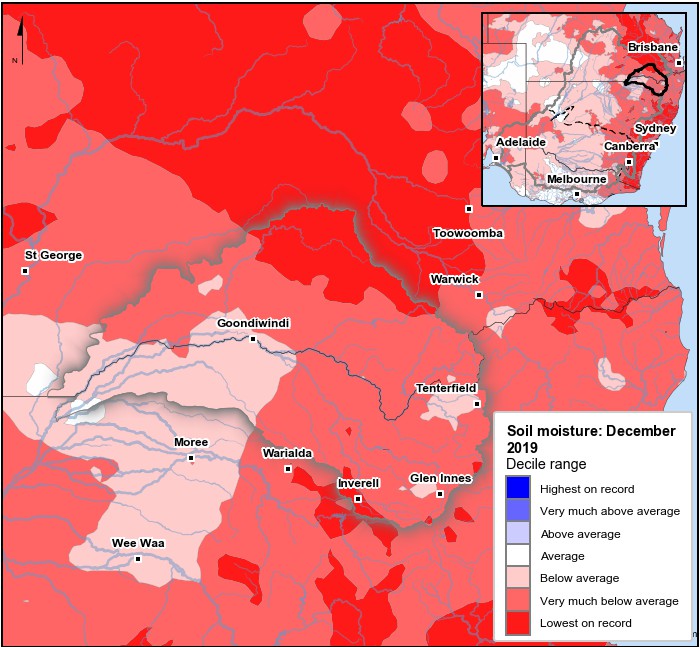 Soil moisture deciles: December 2019
