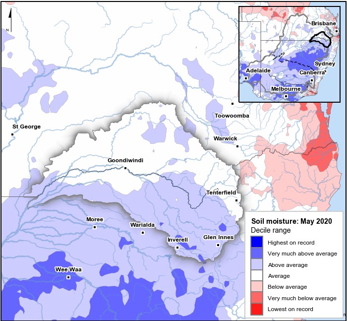 Soil moisture deciles: May 2020