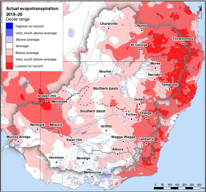 Actual evapotranspiration deciles: July 2019–June 2020