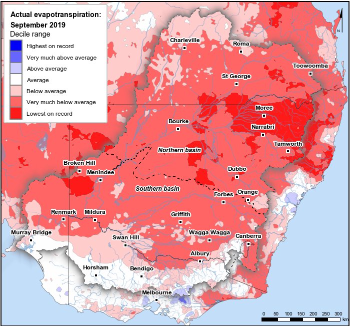 Actual evapotranspiration deciles: September 2019