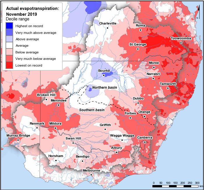 Actual evapotranspiration deciles: November 2019