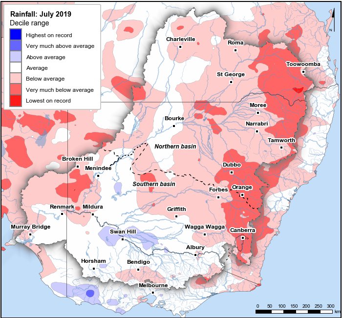 Rainfall deciles: July 2019