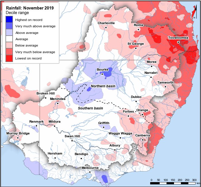Rainfall deciles: November 2019