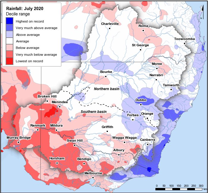 Rainfall deciles: July 2020