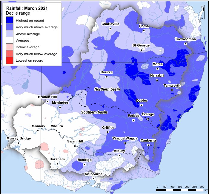 Rainfall deciles: March 2021