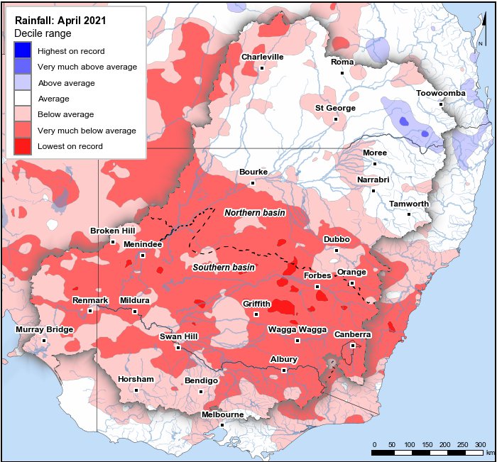 Rainfall deciles: April 2021