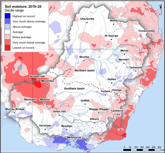 Soil moisture deciles: July 2019–June 2020