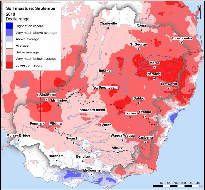 Soil moisture deciles: September 2019