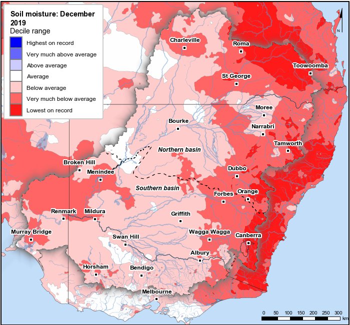 Soil moisture deciles: December 2019