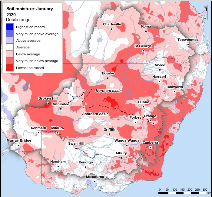 Soil moisture deciles: January 2020