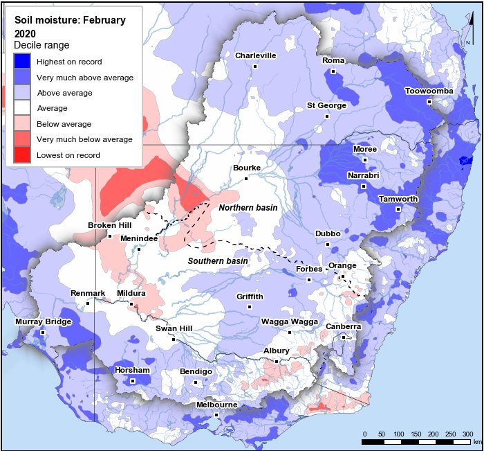 Soil moisture deciles: February 2020