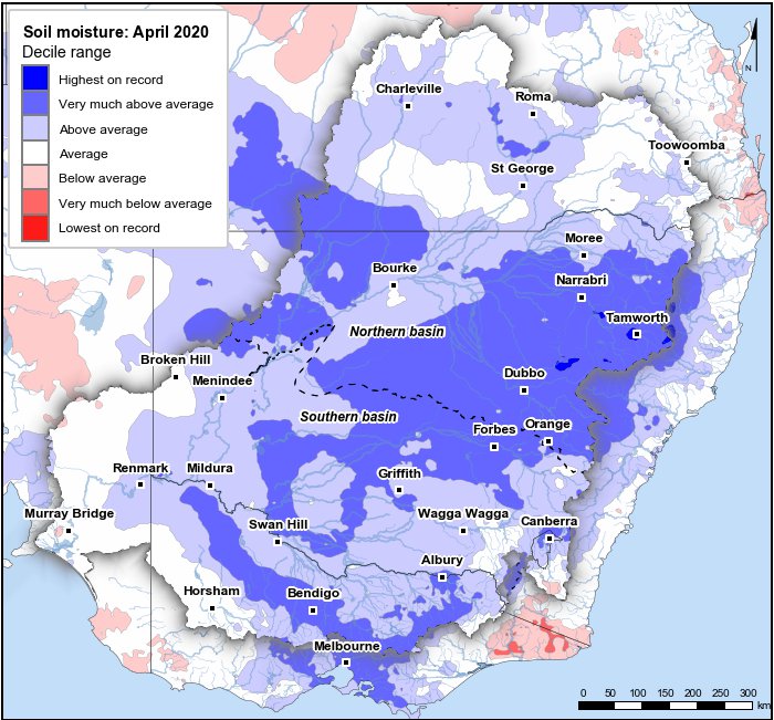 Soil moisture deciles: April 2020