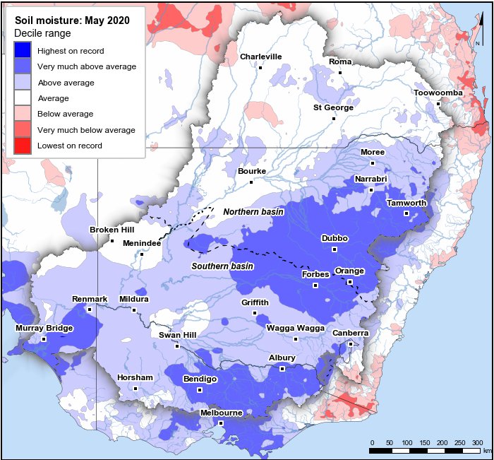 Soil moisture deciles: May 2020