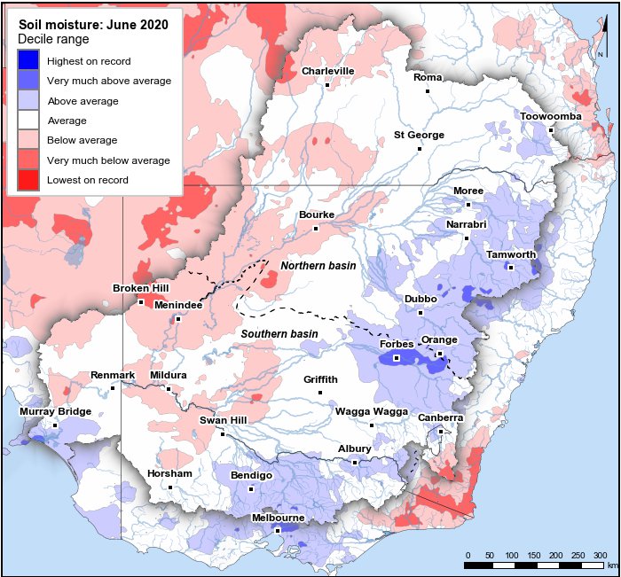 Soil moisture deciles: June 2020