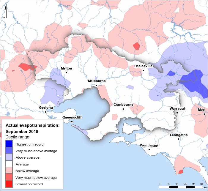 Actual evapotranspiration deciles: September 2019