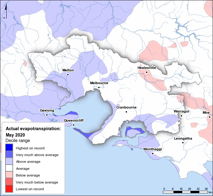 Actual evapotranspiration deciles: May 2020