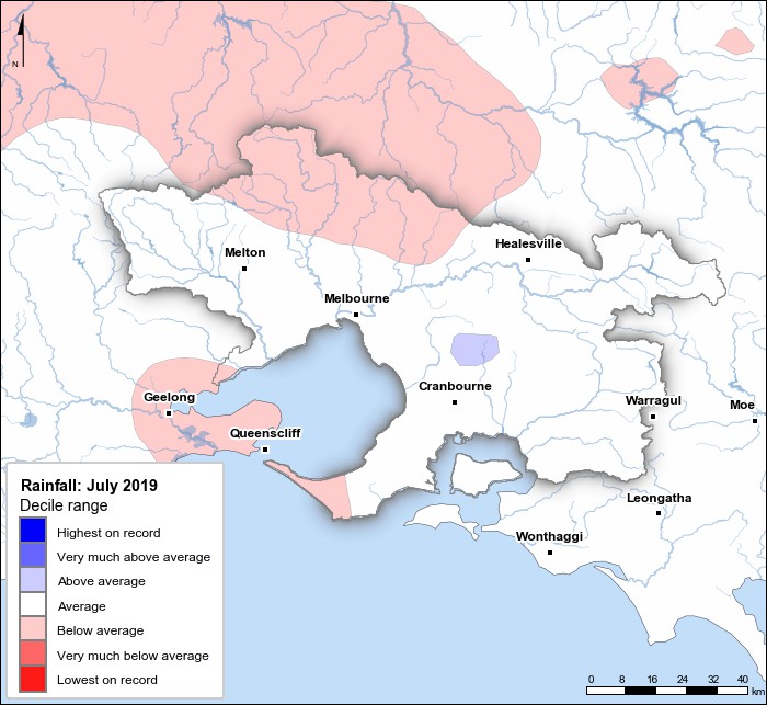 Rainfall deciles: July 2019