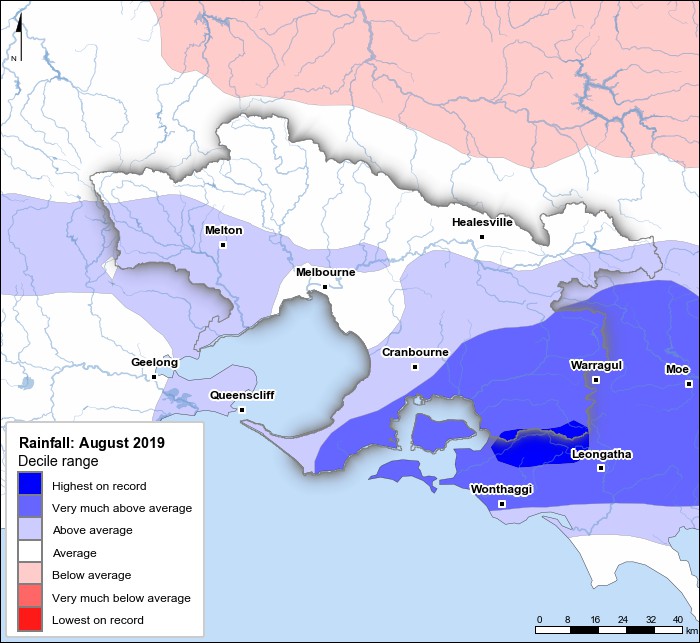 Rainfall deciles: August 2019