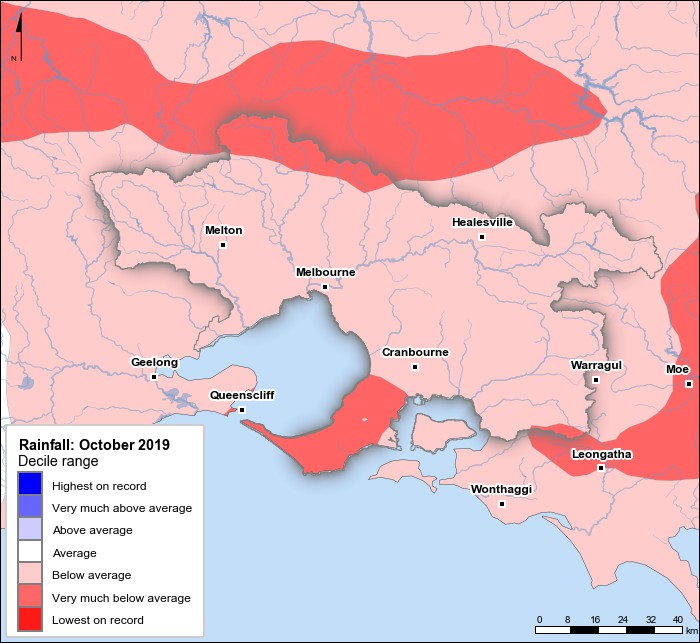 Rainfall deciles: October 2019