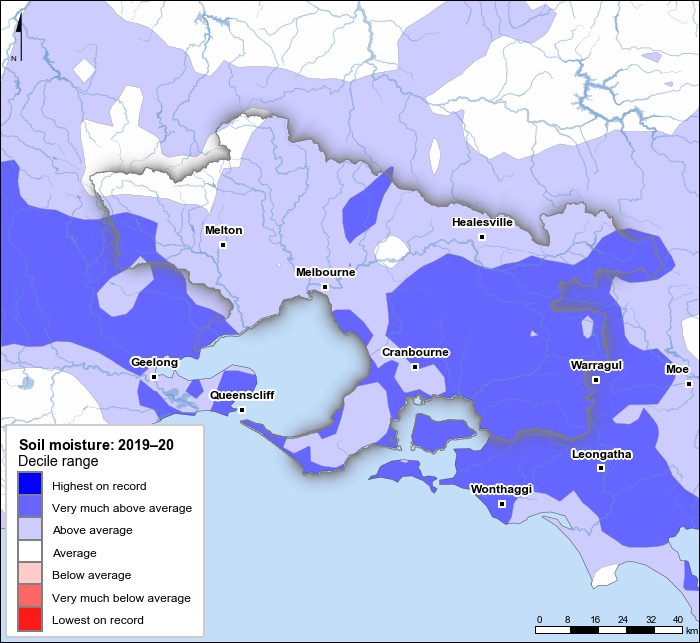 Soil moisture deciles: July 2019–June 2020