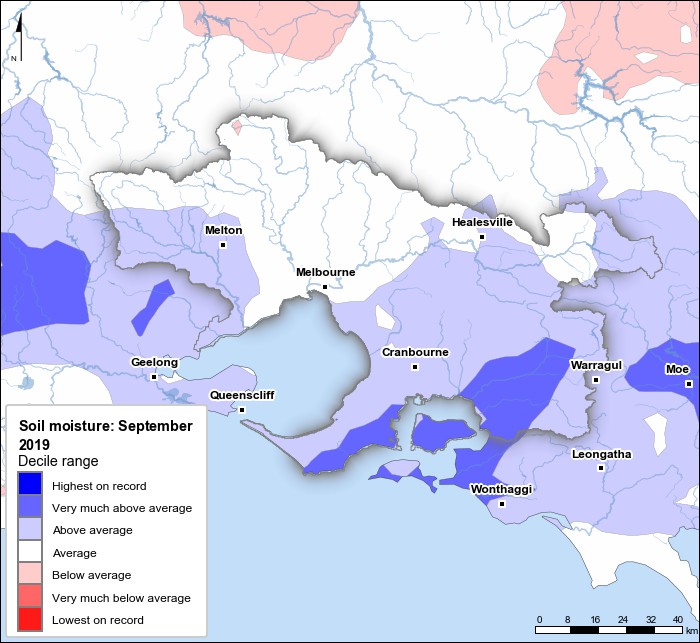 Soil moisture deciles: September 2019